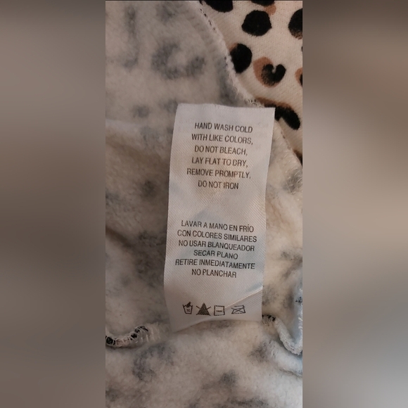 AMP Cheetah Print Cotton Sweatshirt Lace Up Long Sleeves Size XL Fleece Top Cozy - Picture 8 of 9